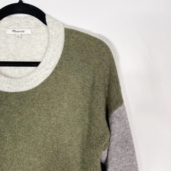 Madewell XSmall Green Gray Colorblock Payton Pullover Sweater in Coziest Yarn - Picture 3 of 10